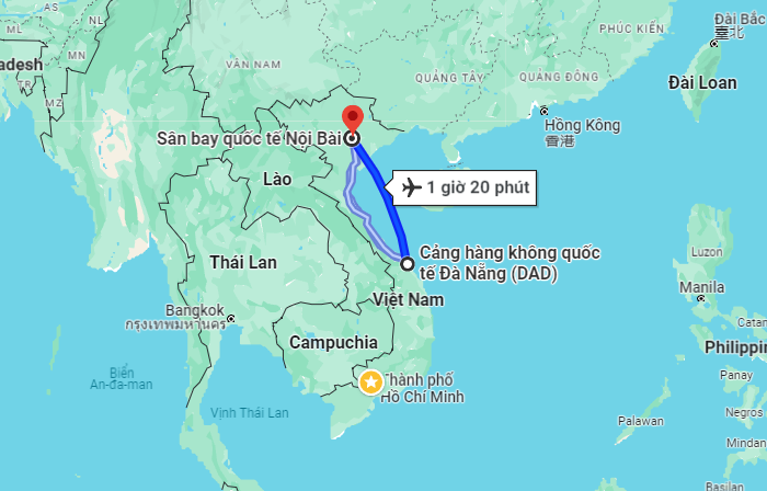 Thời gian bay từ Đà Nẵng đi Hà Nội