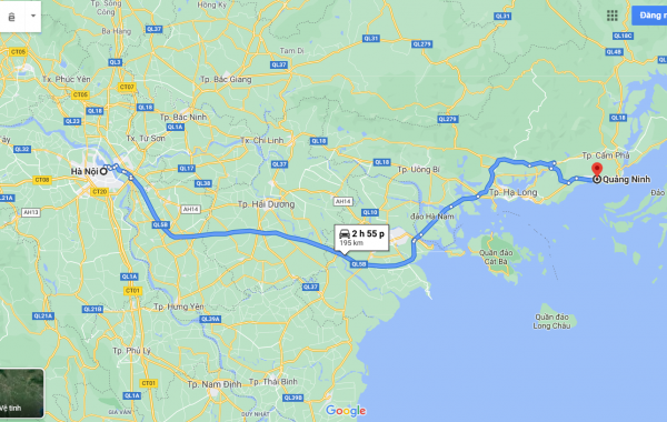 khoảng cách từ Hà Nội đến Quảng Ninh là 195 km