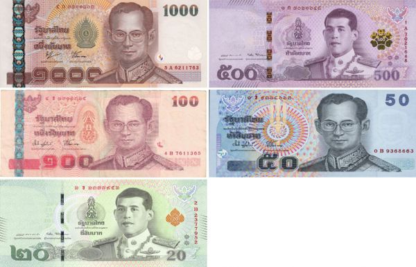 Các mệnh giá tiền Baht Thái