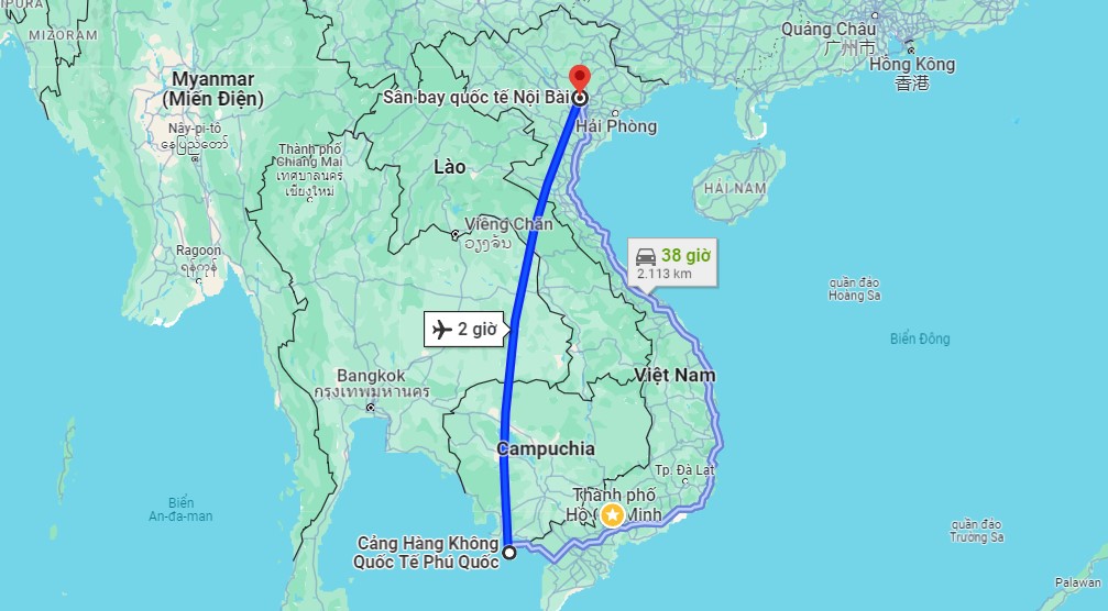 Thời gian bay từ Phú Quốc đến Hà Nội